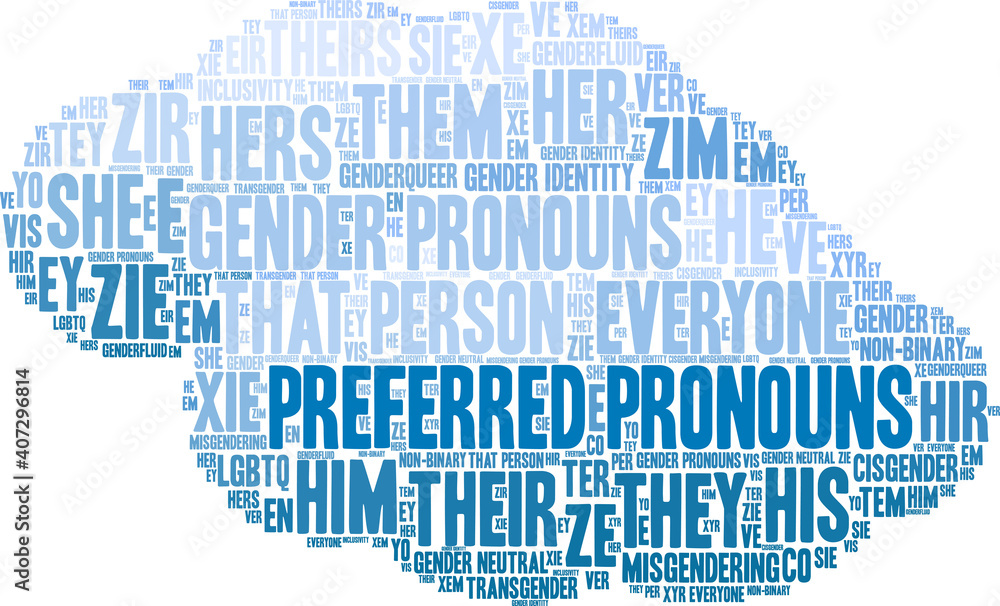 Preferred Pronouns Word Cloud on a white background.  - obrazy, fototapety, plakaty 