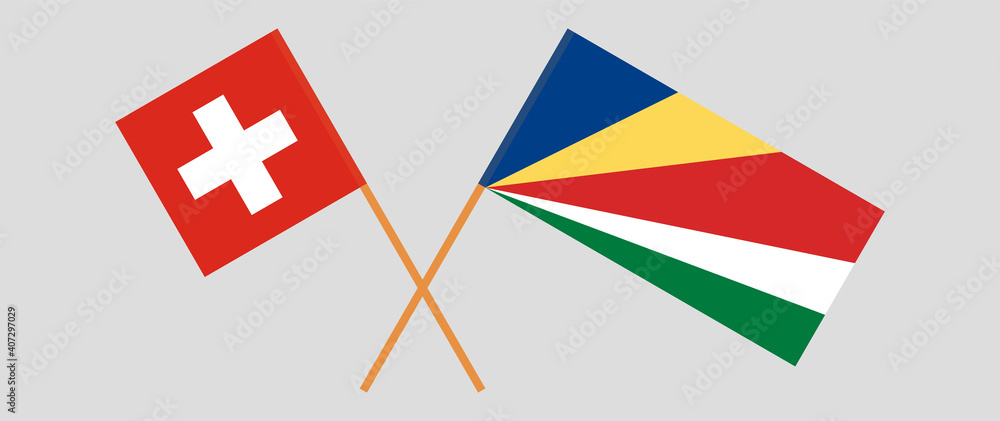 Crossed flags of Switzerland and Seychelles