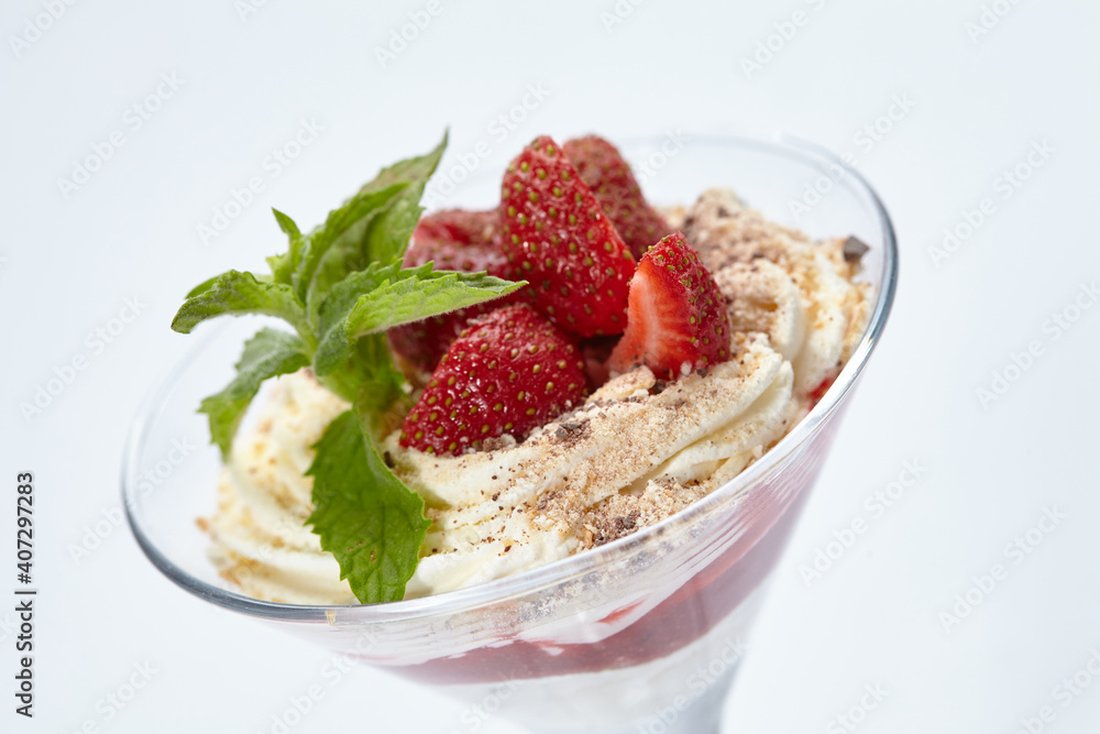 dessert with strawberries and whipped cream dessert with strawberries and whipped cream