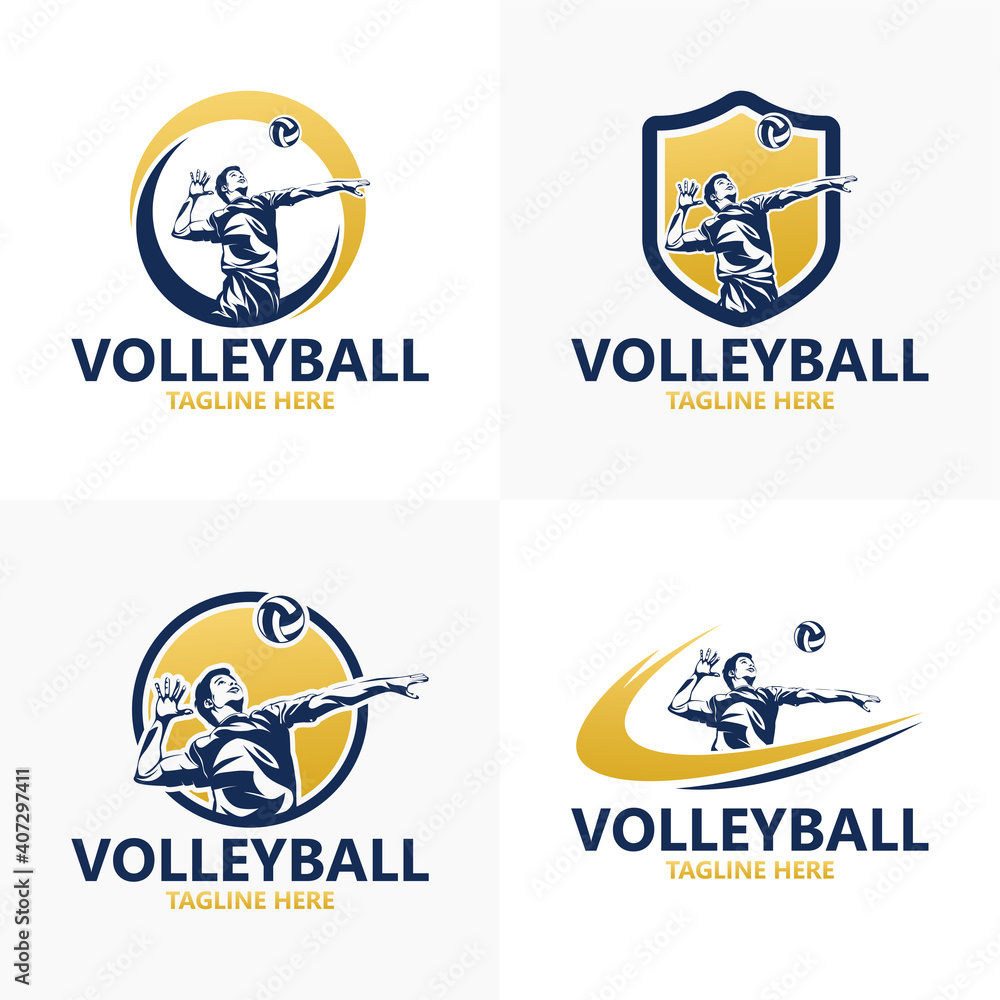 Set volleyball logo template design