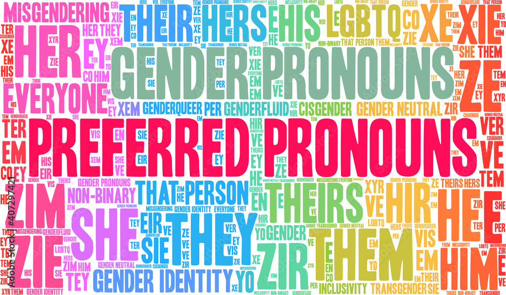 Preferred Pronouns on a white background. - obrazy, fototapety, plakaty 