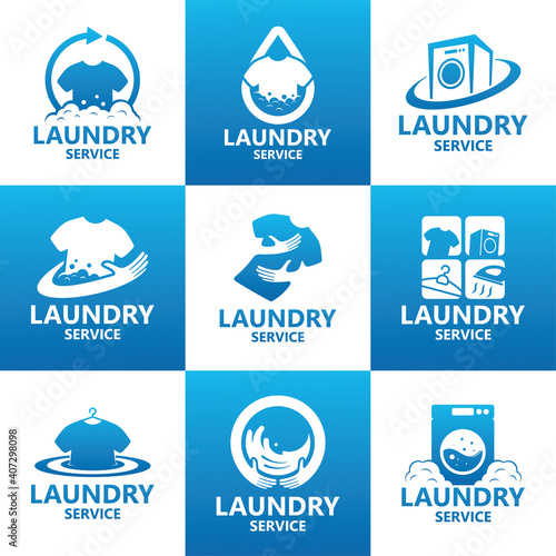 Set laundry service logo template design