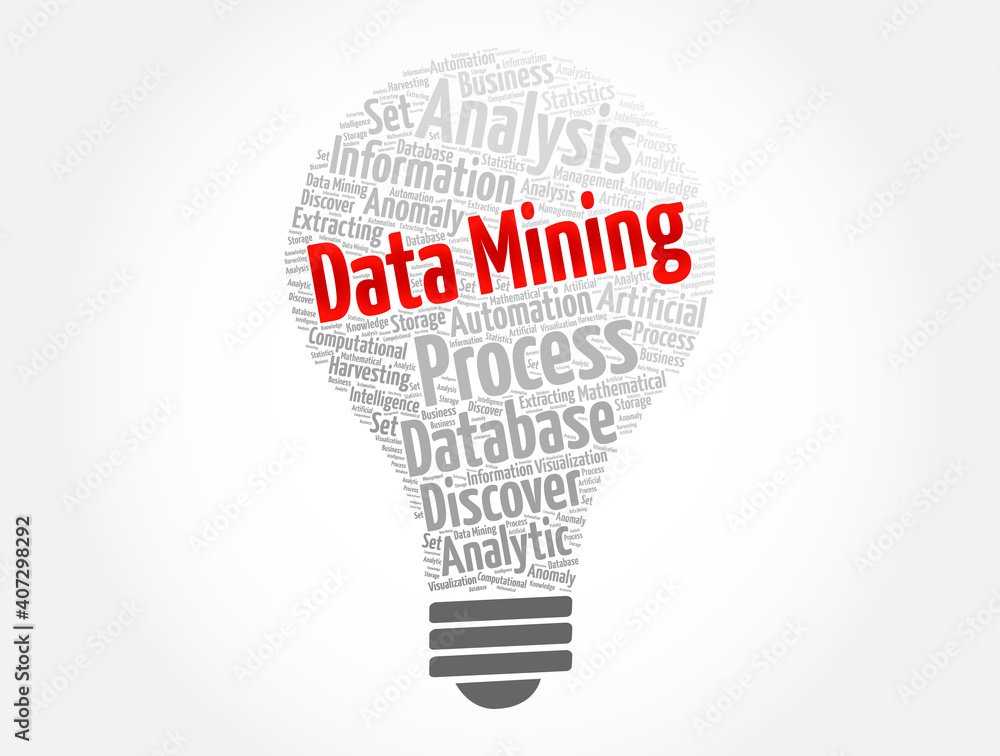 Data Mining - Technology Strategy light bulb word cloud, business concept background Data Mining - Technology Strategy light bulb word cloud, business concept background