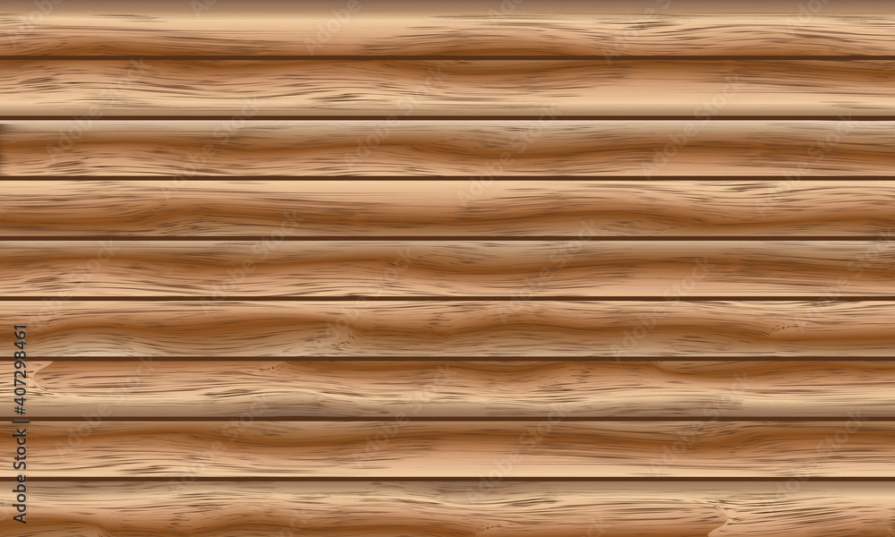 Fototapeta premium Horizontal light and brown wood floor design background illustration