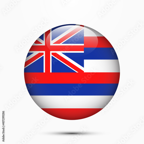 Free Download Hawaii flag vector circle shape button. Clear circle isolated Hawaii flag background button. Transparent glossy glass button. Vector Illustration - GFXLoad