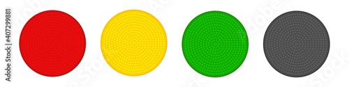 Traffic lights with signals. Controller traffic with red stop color yellow attention and green drove black off creative control implementation business vector projects.