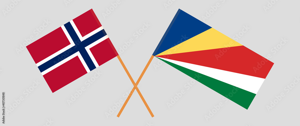 Crossed flags of Norway and Seychelles