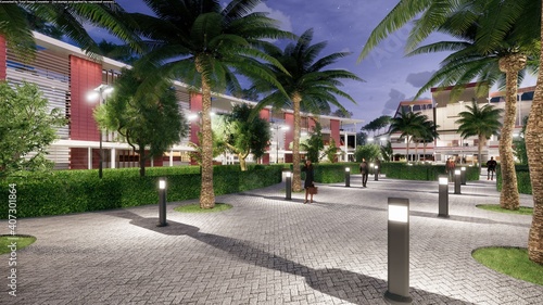 diseño exterior plaza gubernamental. / 3d rendering .