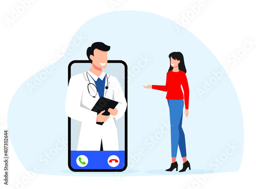 Online consultation of a general practitioner. Smartphone with a therapist in a chat and online consultation