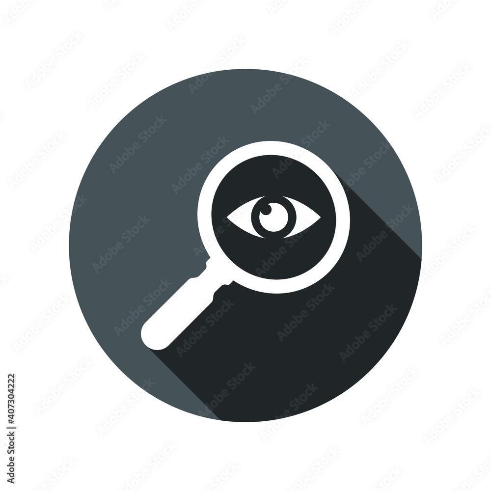 Analysis icon. Icon eye with a magnifying glass. Observation sign Analysis icon. Icon eye with a magnifying glass. Observation sign