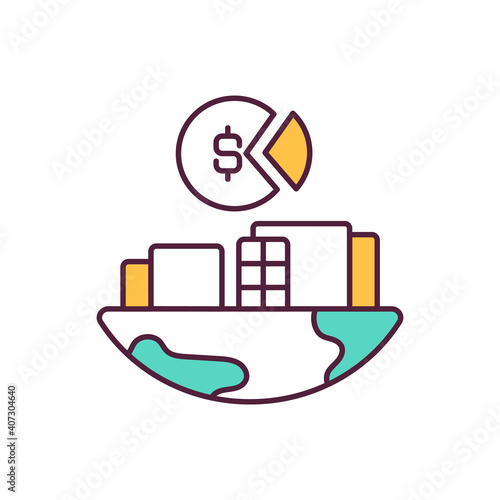 Ecological concept of city development RGB color icon. Idea of urban development. Global warming. Community ecology. Climate justice. Environmental protection. Isolated vector illustration
