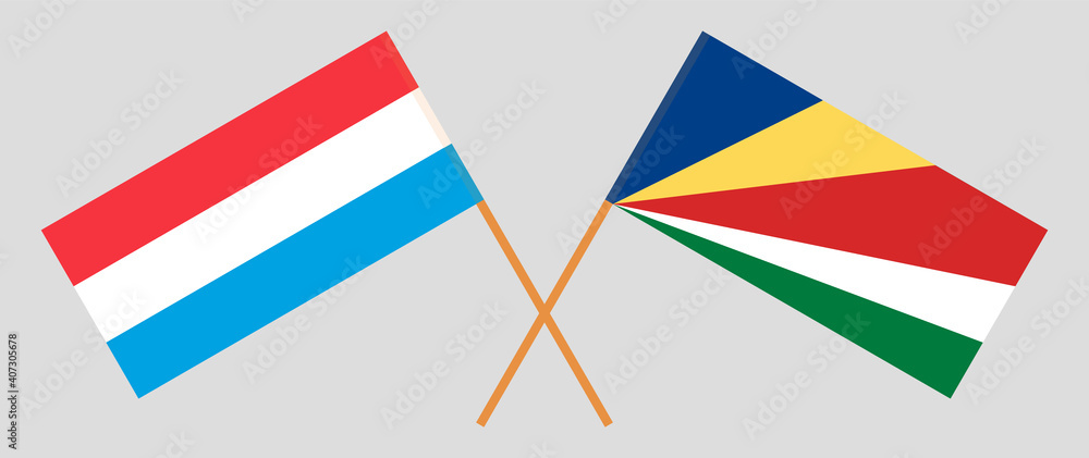 Crossed flags of Luxembourg and Seychelles