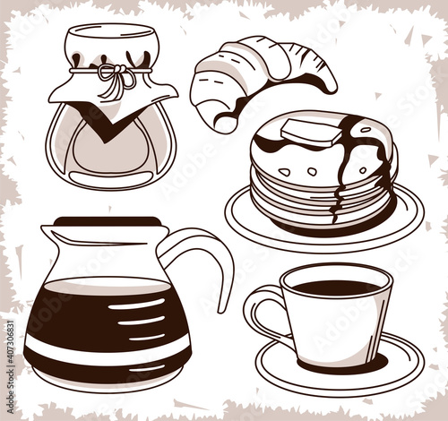 bundle of breakfast poster set icons