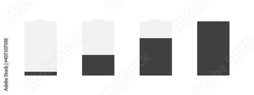 Battery charge indicator icons. Battery charge level indicators flat style. Vector illustration