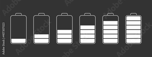 Battery charge level indicators. Discharged and fully charged battery smartphone. Vector illustration