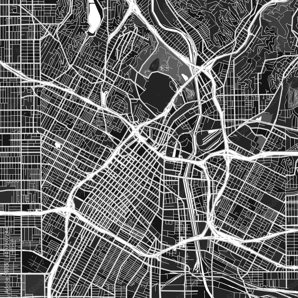 Fototapeta premium LosAngeles, UnitedStates dark vector art map