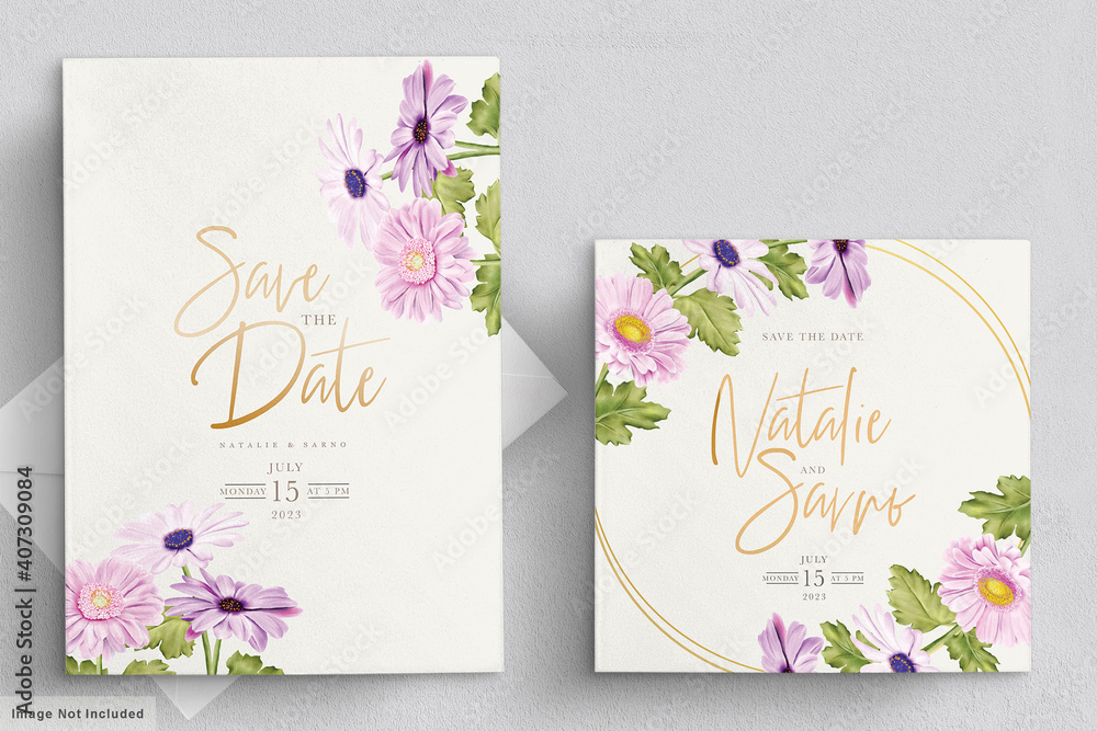 Obraz premium wedding card set with chrysanthemum 