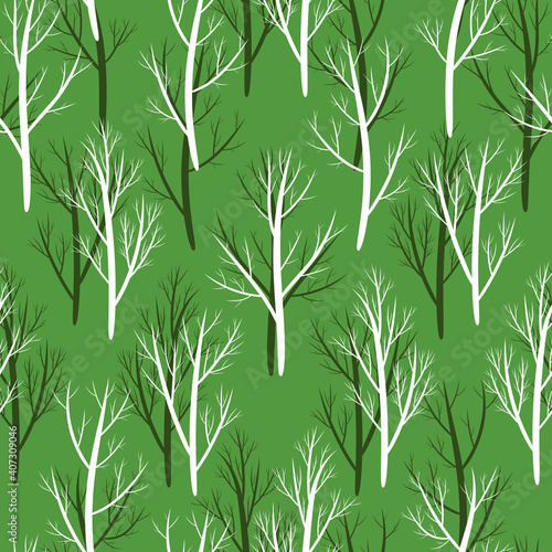 Fototapeta Naklejka Na Ścianę i Meble -  Seamless pattern Trees without leaves. Vector stock illustration eps10.