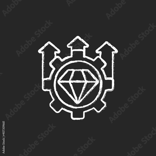 Excellence, high standards chalk white icon on black background. Quality control. Satisfaction level improvement. Core corporate values. Business service. Isolated vector chalkboard illustration