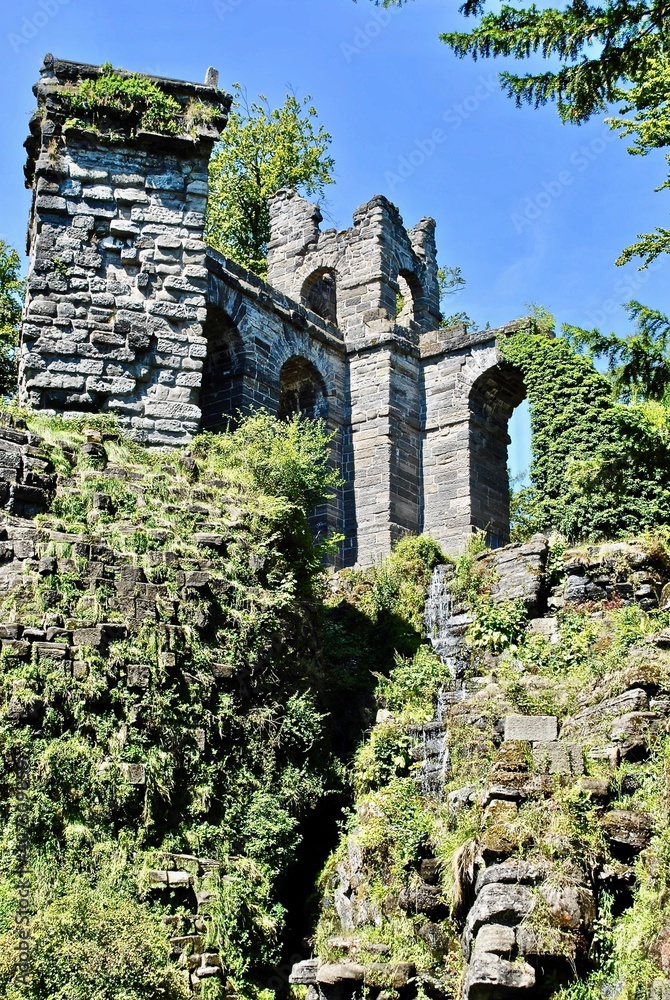 Artificial ruins of a Roman aqueduct. Photo taken at Bergpark Artificial ruins of a Roman aqueduct. Photo taken at Bergpark