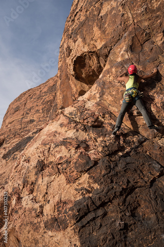 Woman Rock Climbing Red Rock