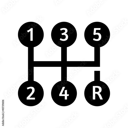 Gear shifter icon. Manual Car transmission isolated on white background. Vector illustration.