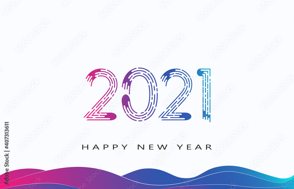 Obraz premium Happy new year 2021, horizontal banner. Brochure or calendar cover design template. Cover of business diary for 20 21 with wishes.