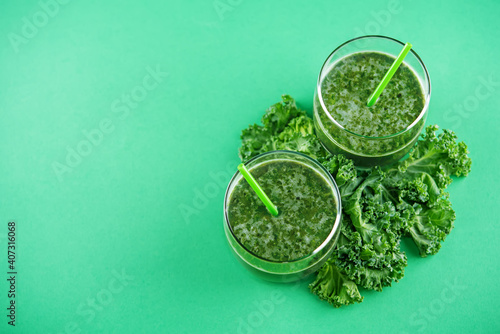 Kale banana smoothie in a glass