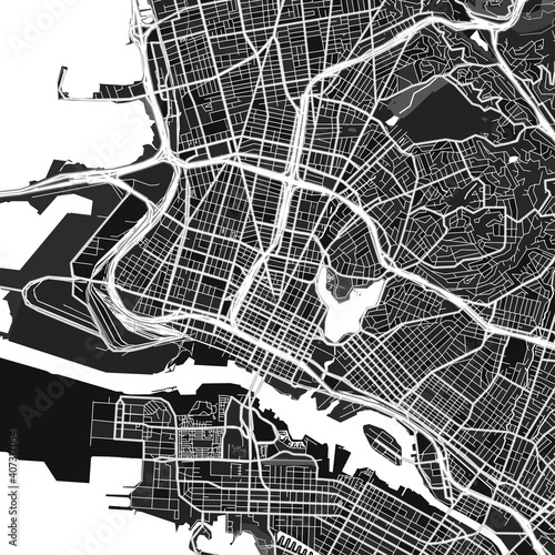 Oakland, UnitedStates dark vector art map