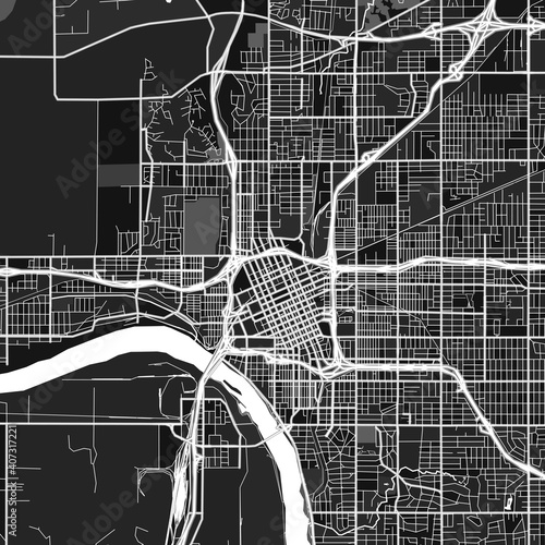 Tulsa, UnitedStates dark vector art map