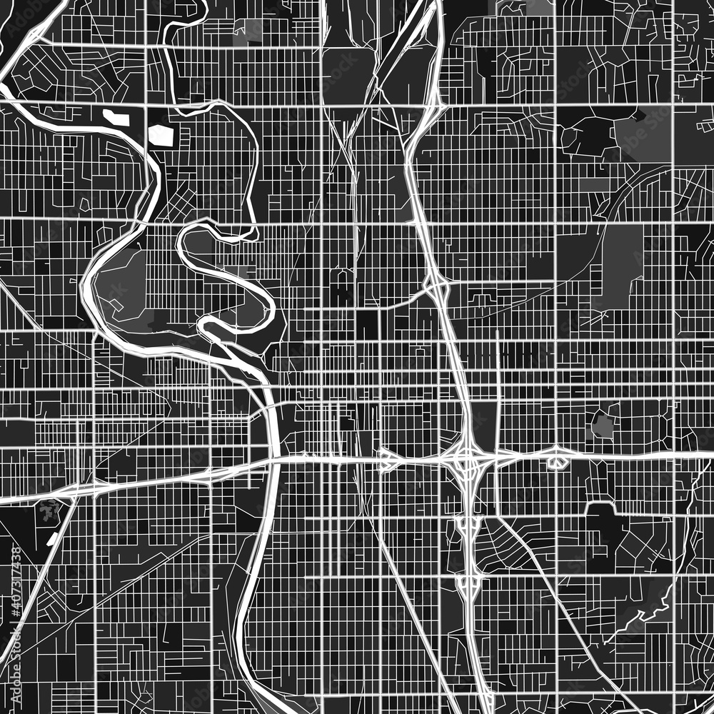 Wichita, UnitedStates dark vector art map