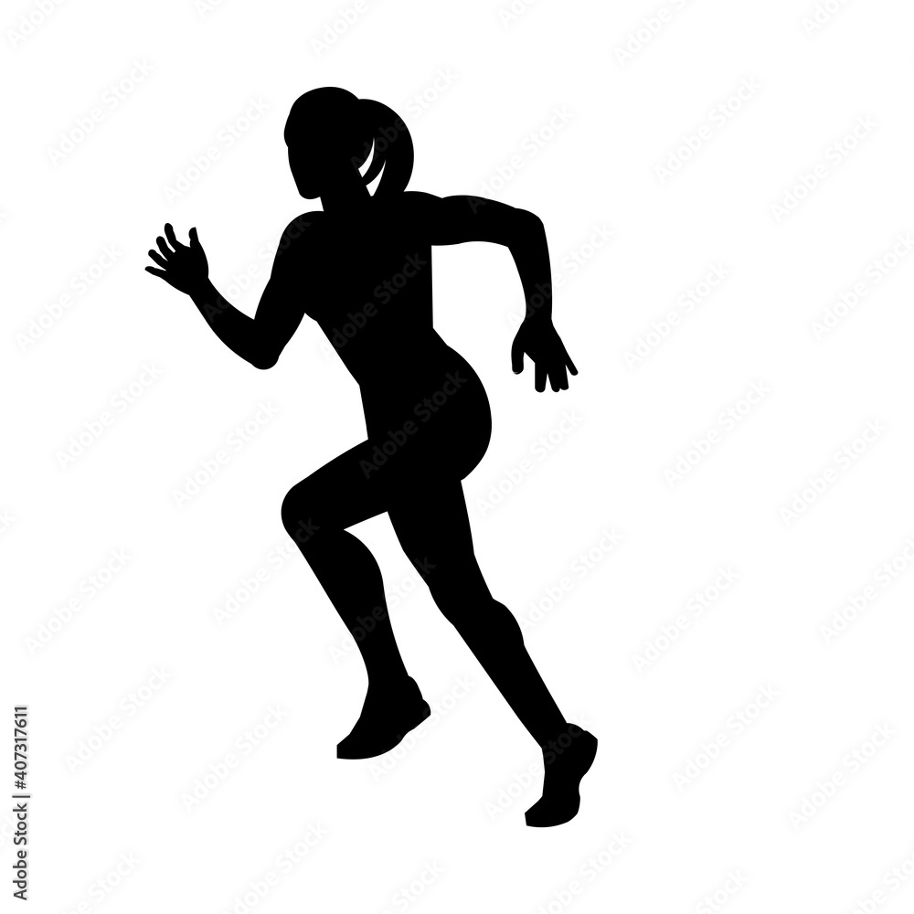 Silhouette of a woman jogging