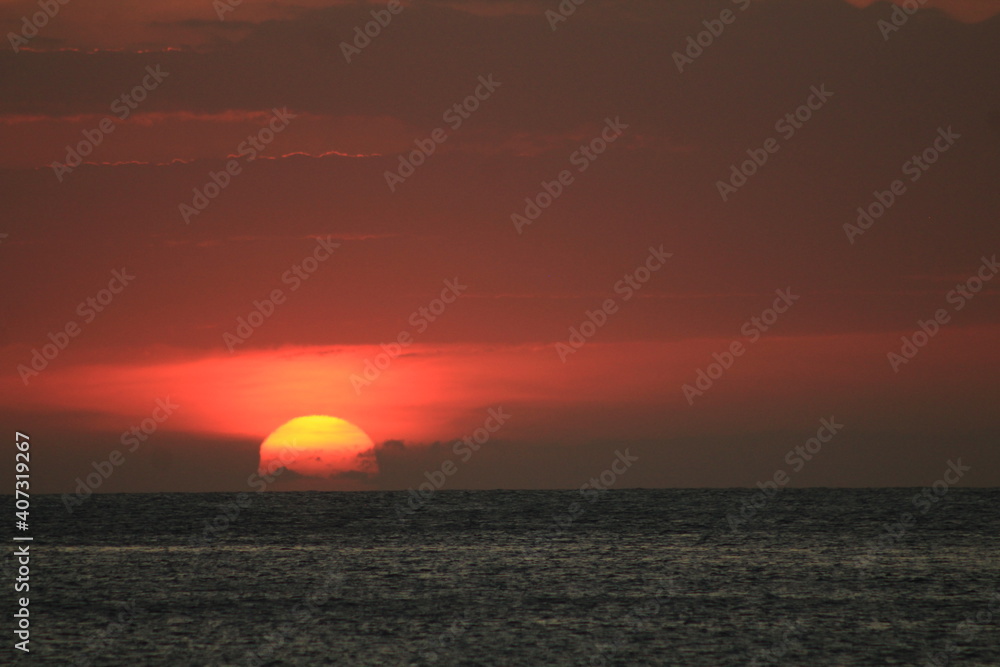 sunset in the tropic sea