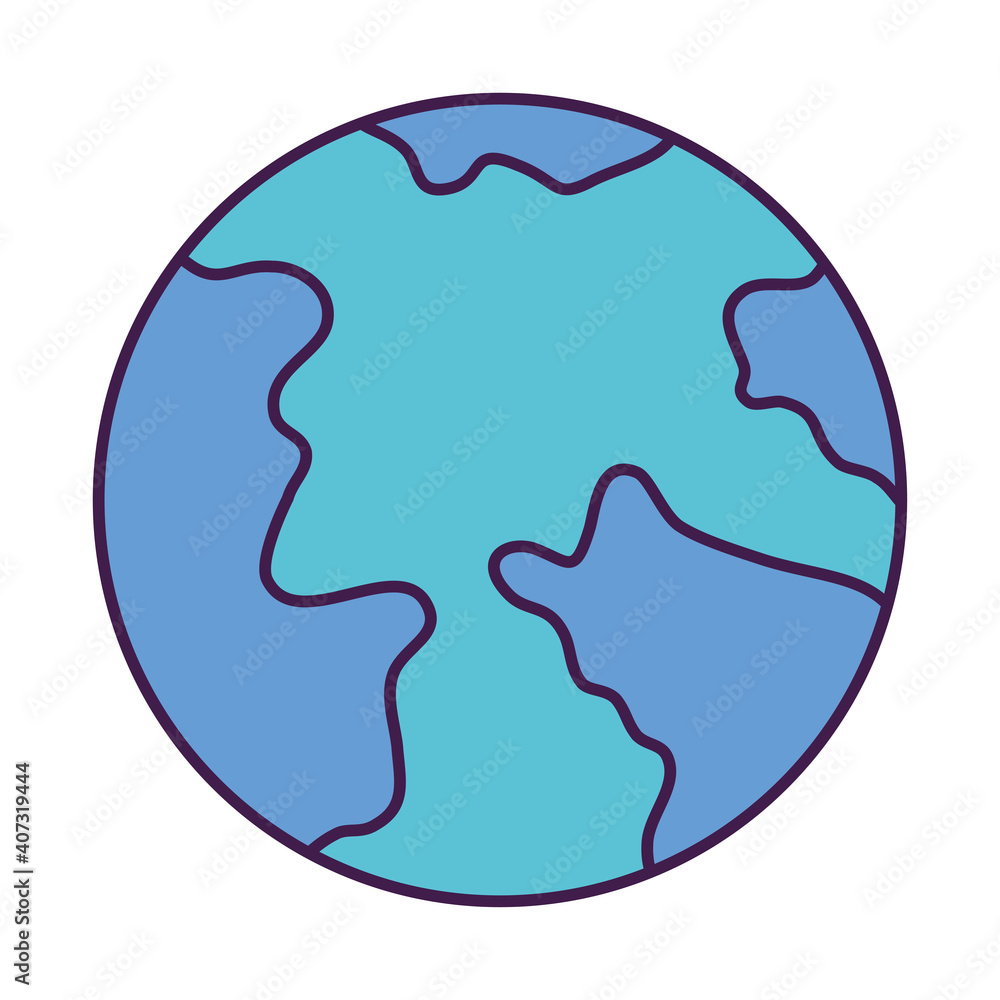 earth planet icon, flat style