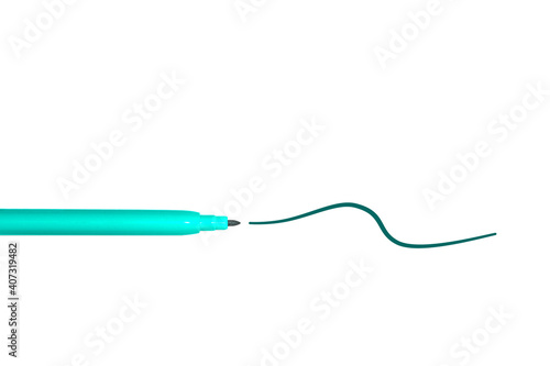 Top view of a green marker on a white background