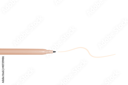 Top view of a champagne-colored marker on a white background