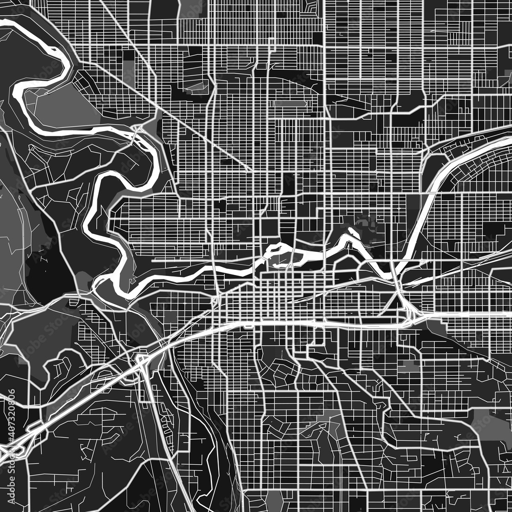 Spokane, UnitedStates dark vector art map Spokane, UnitedStates dark vector art map