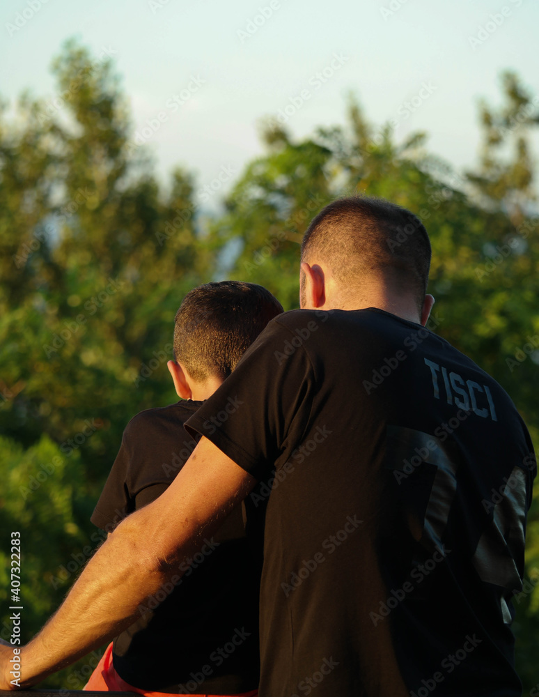 Father and son enjoying a sunny day Father and son enjoying a sunny day