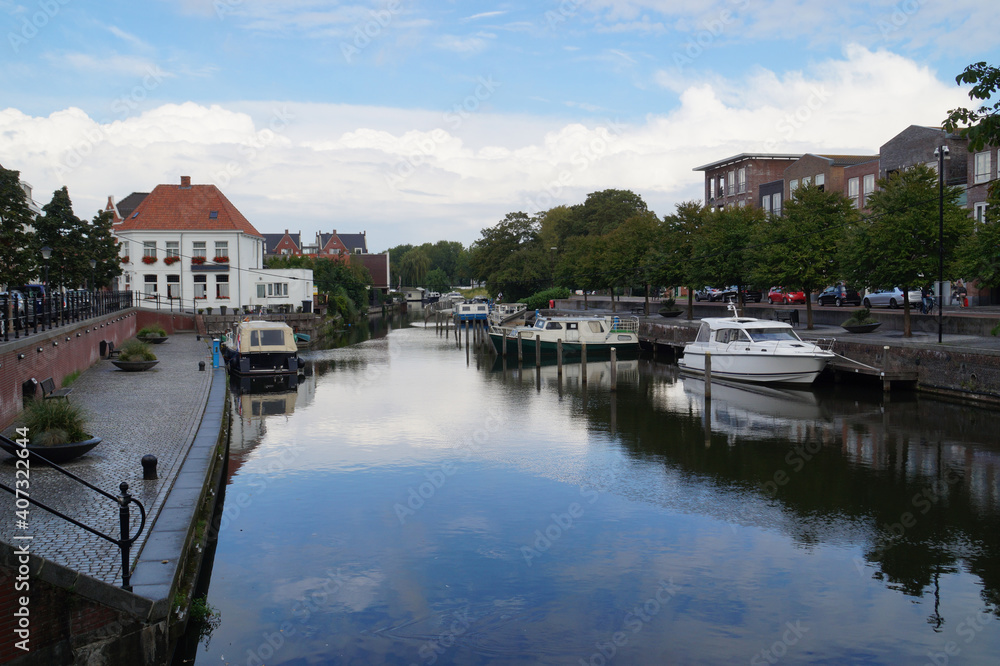 view of the river with key in central Oudenbosch Netherlands