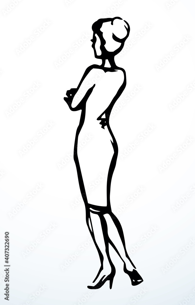 Pretty woman. Vector drawing sketch Pretty woman. Vector drawing sketch
