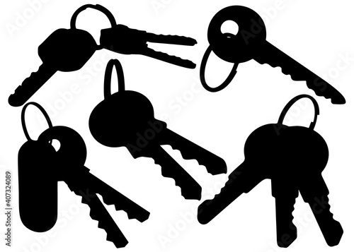 Keys for office, home, and car keys in a set.