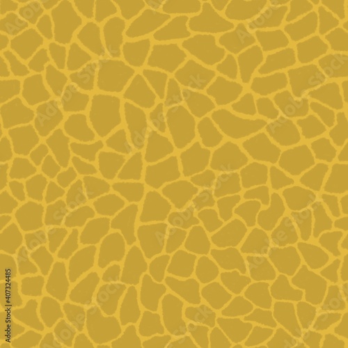 Giraffe skin color seamless pattern with fashion animal print for continuous replicate. Chaotic mosaic gray pieces on mustard background. Wrapping paper, funny textile fabric print,design,decor