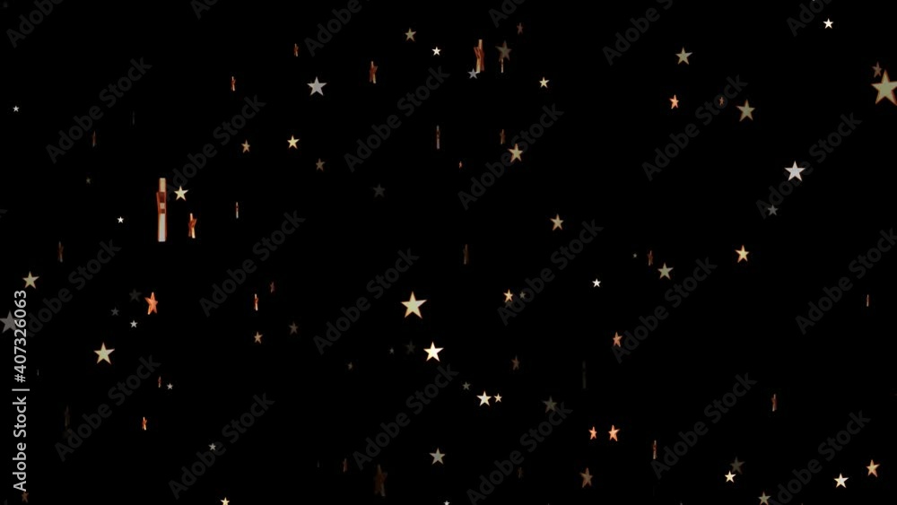 Isolated falling golden stars rendering. Ornament for birthday, celebration in alpha channel Isolated falling golden stars rendering. Ornament for birthday, celebration in alpha channel