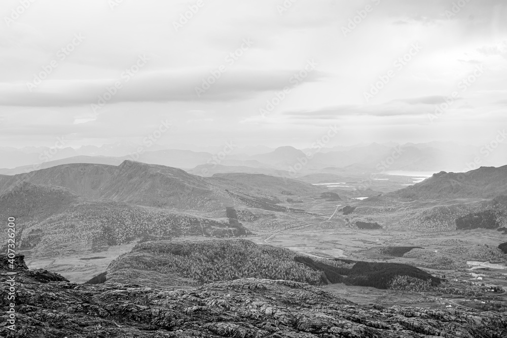 View over the beautiful landscape of Vesterålen islands View over the beautiful landscape of Vesterålen islands