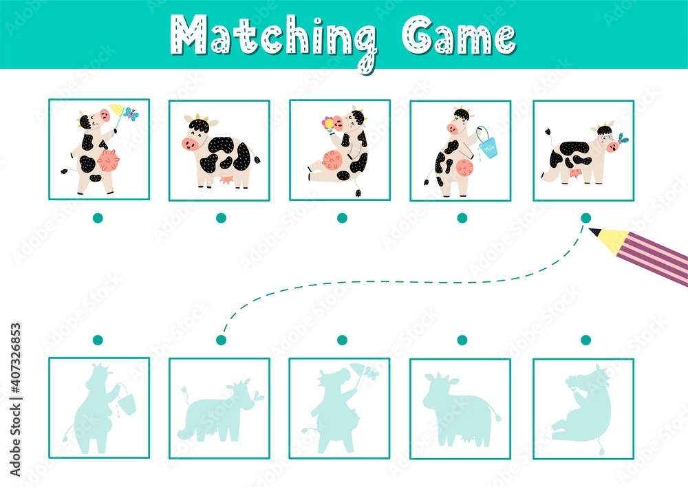 Find the correct shadow matching game with cute dinosaurs. Funny activity page for kids. Search the silhouette puzzle. Vector illustration Find the correct shadow matching game with cute dinosaurs. Funny activity page for kids. Search the silhouette puzzle. Vector illustration