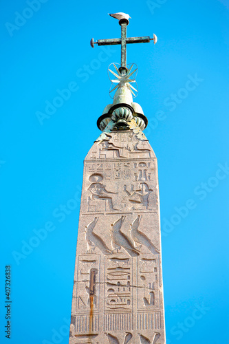 Εκτύπωση καμβά Top of Flaminio Egyptian Obelisk in Piazza del Popolo