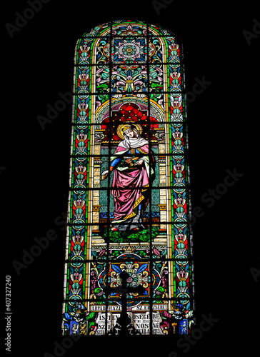 Beautiful mosaic inside a Catholic church in a small town Sombor, Serbia, Editorial shot taken on  24.03.2017.