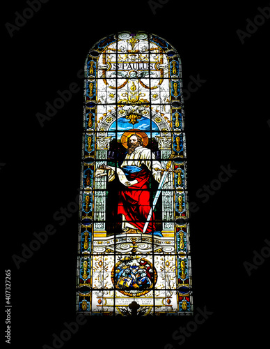 Beautiful mosaic inside a Catholic church in a small town Sombor, Serbia, Editorial shot taken on  24.03.2017.