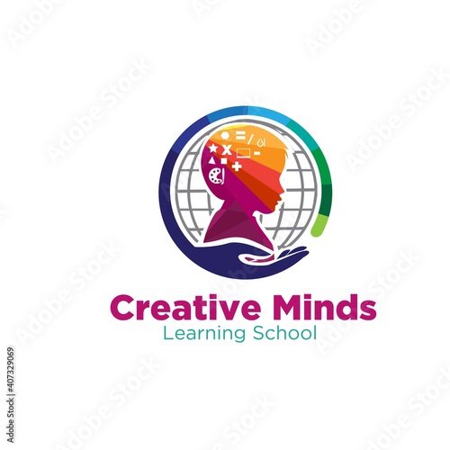 mind child care learning school logo designs simple modern