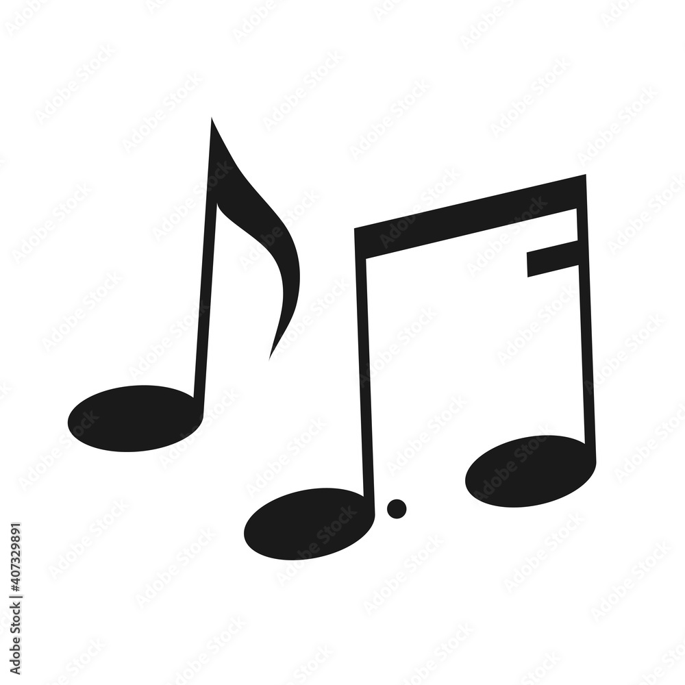 Eighth and sixteenth notes, song, melody. Black and white silhouette of musical notes. Illustration Eighth and sixteenth notes, song, melody. Black and white silhouette of musical notes. Illustration